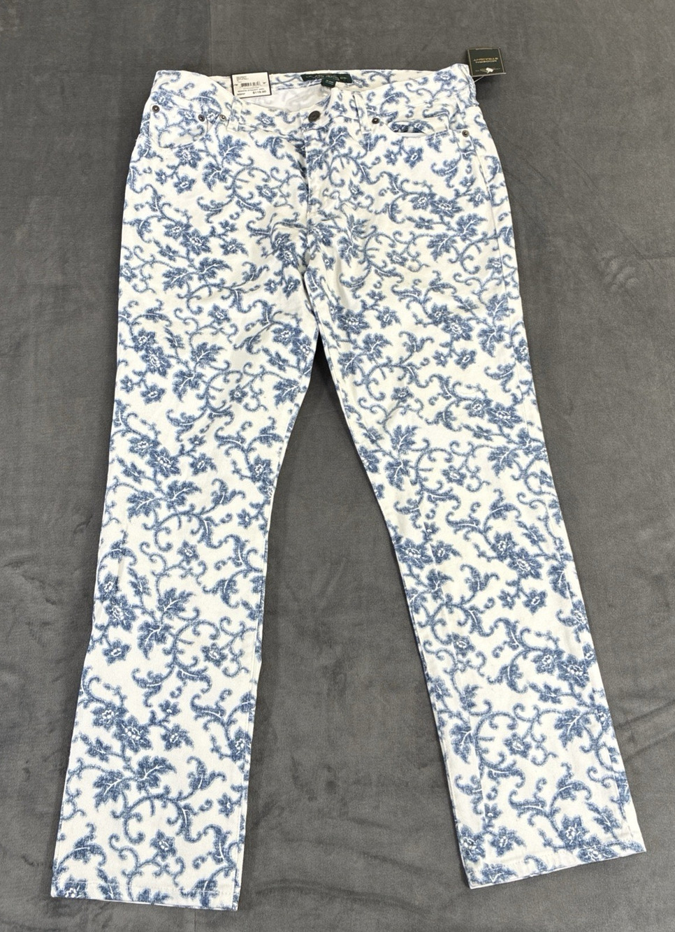 NWT Lauren Ralph Lauren Modern Straight Ankle Floral Print Jeans Pants Sz. 14